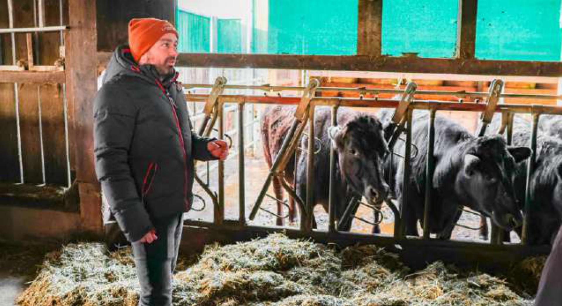 René Ritter stellt die «Wagyu»-Rinder vor und erklärt, weshalb sie so begehrt sind. Bild zvg / Barbara Saladin