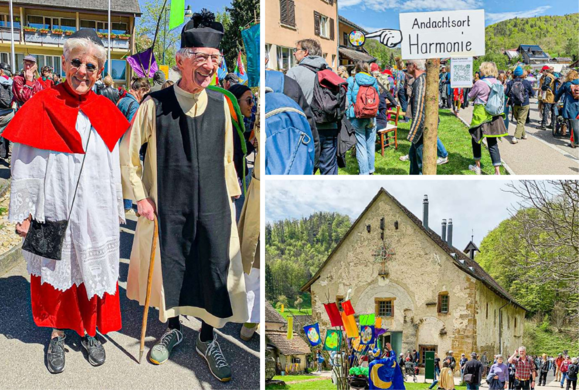 Teilweise verkleidet pilgerten die Besuchenden vom Langenbrucker Dorfplatz zur Ausstellung beim Kloster Schönthal. Bilder André Frauchiger