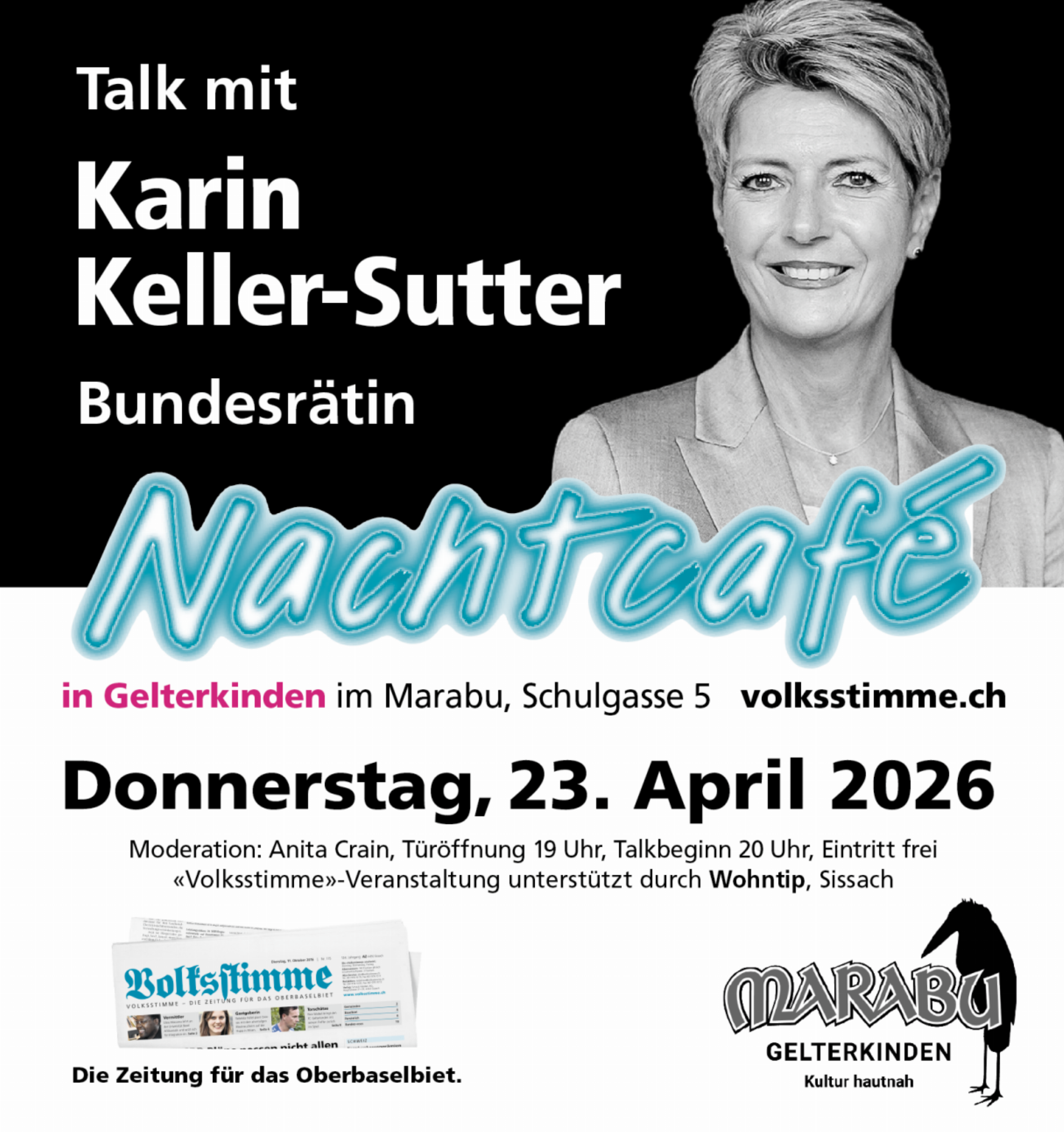 Karin Keller-Suter im Nachtcafé - Das Bild wird blockiert. – Möglicherweise durch einen aktiven Adblocker.