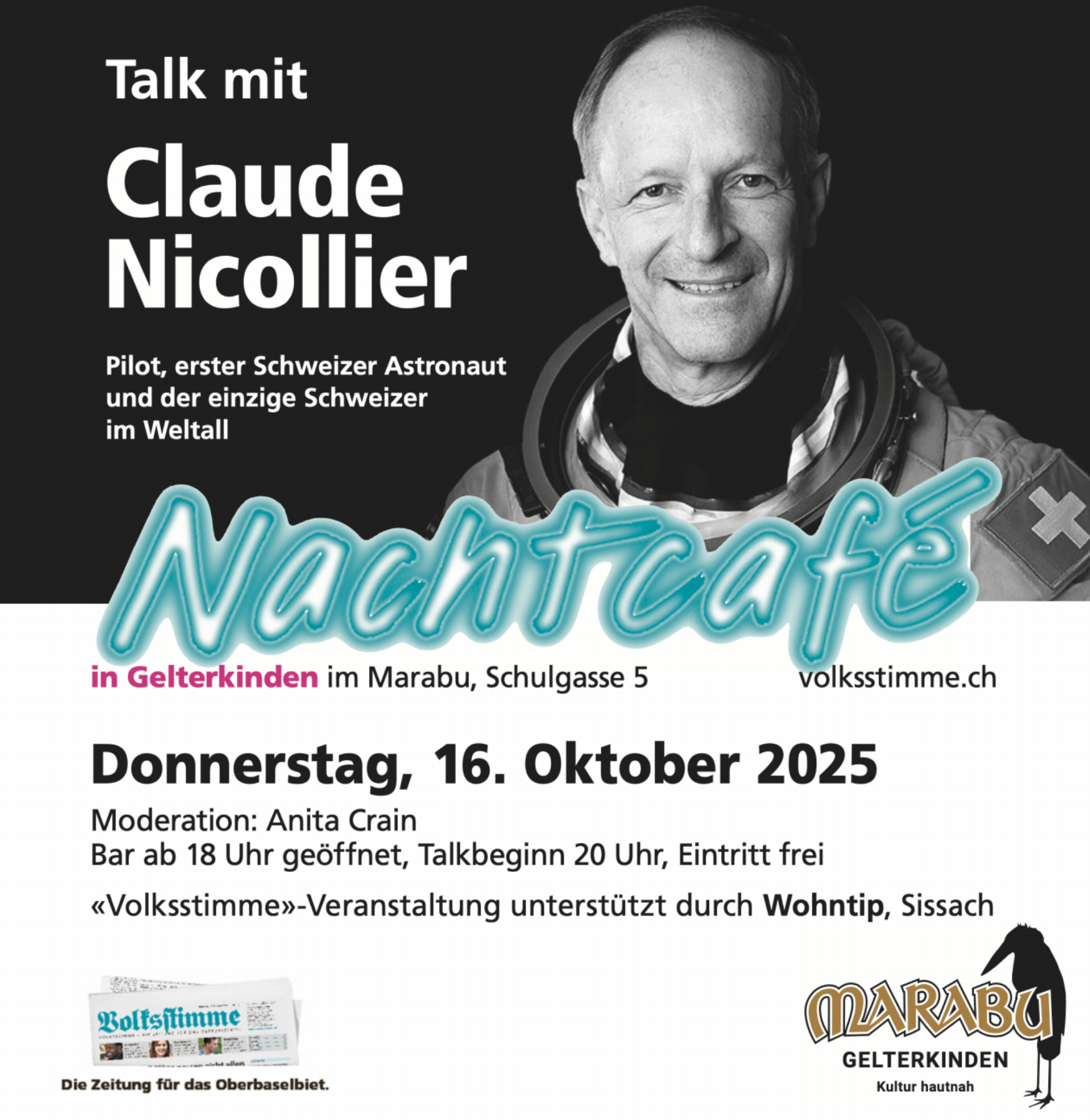 Claude Nicollier im Nachtcafé - Das Bild wird blockiert. – Möglicherweise durch einen aktiven Adblocker.