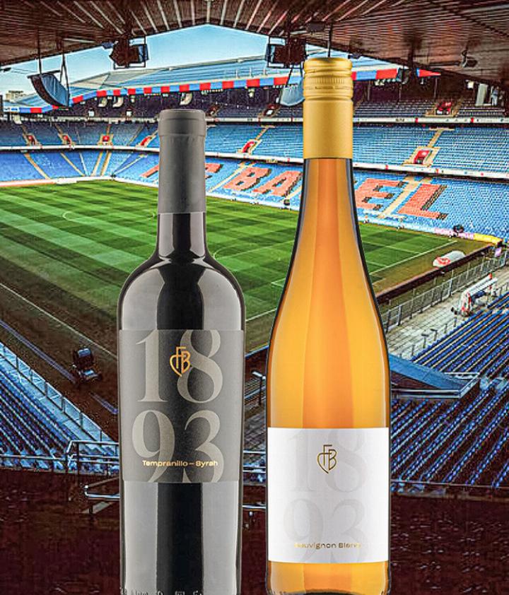 Die offiziellen FCB-Weine: Eine rote Cuvée aus Tempranillo und Syrah vom spanischen Weingut Gran Sello und ein Sauvignon Blanc vom pfälzischen Weingut von Winning.
Bild zvg