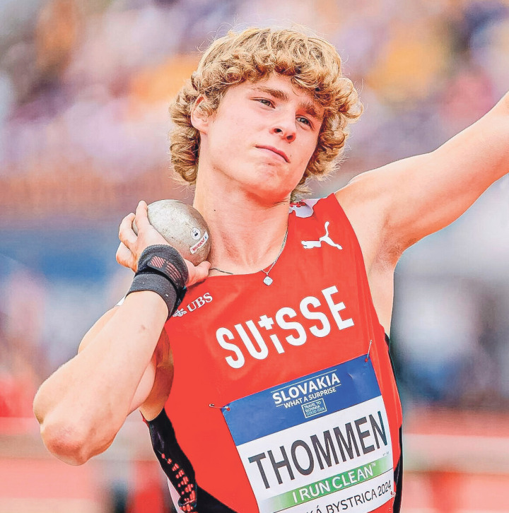Auch im Kugelstossen hat Nevis Thommen dieses Jahr eine Bestleistung geschafft.Bild zvg