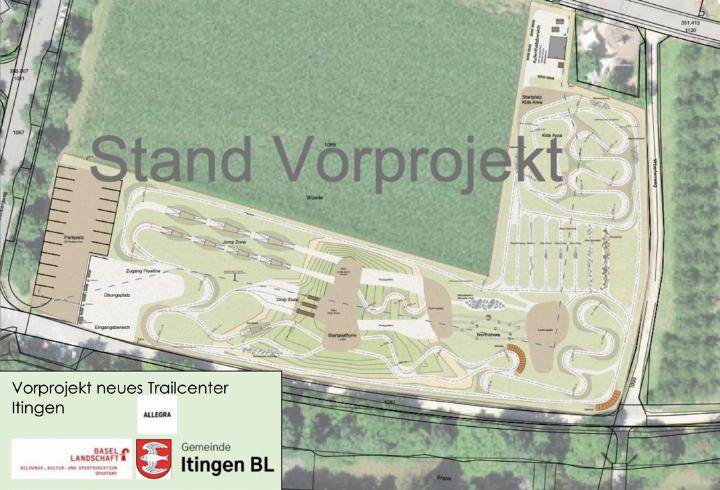 Verschiedene Trails und ein Aufenthaltsbereich: Diese Visualisierung hat die Gemeinde Itingen in ihrem neuen Gemeindeanzeiger veröffentlicht.