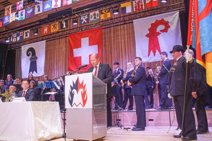 Verbandspräsident Dominik Straumann konnte rund 200 Delegierte und Gäste begrüssen. Bild Otto Graf