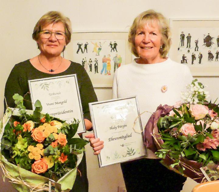Ehrenpräsidentin Vreni Mangold und Ehrenmitglied Hedy Bürgin. Bilder zvg