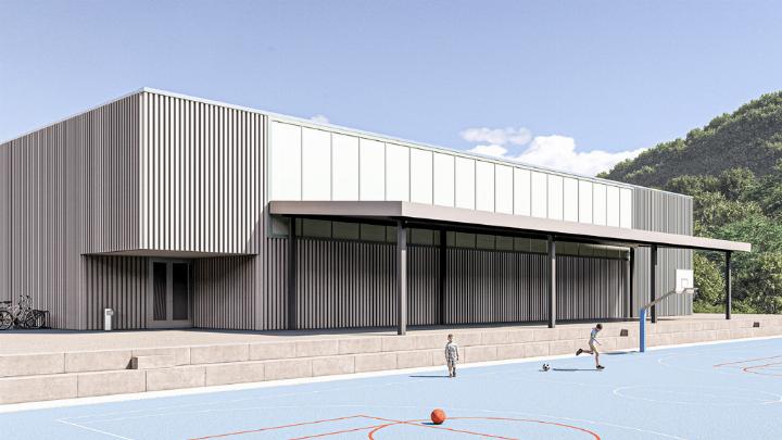 «Zu teuer»: Das geplante Vordach an der Ormalinger Sporthalle. Visualisierung zvg «Zu teuer»: Das geplante Vordach an der Ormalinger Sporthalle. Visualisierung zvg