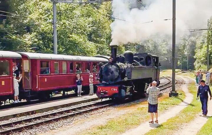 Der historische Zug unter Volldampf. Bild zvg