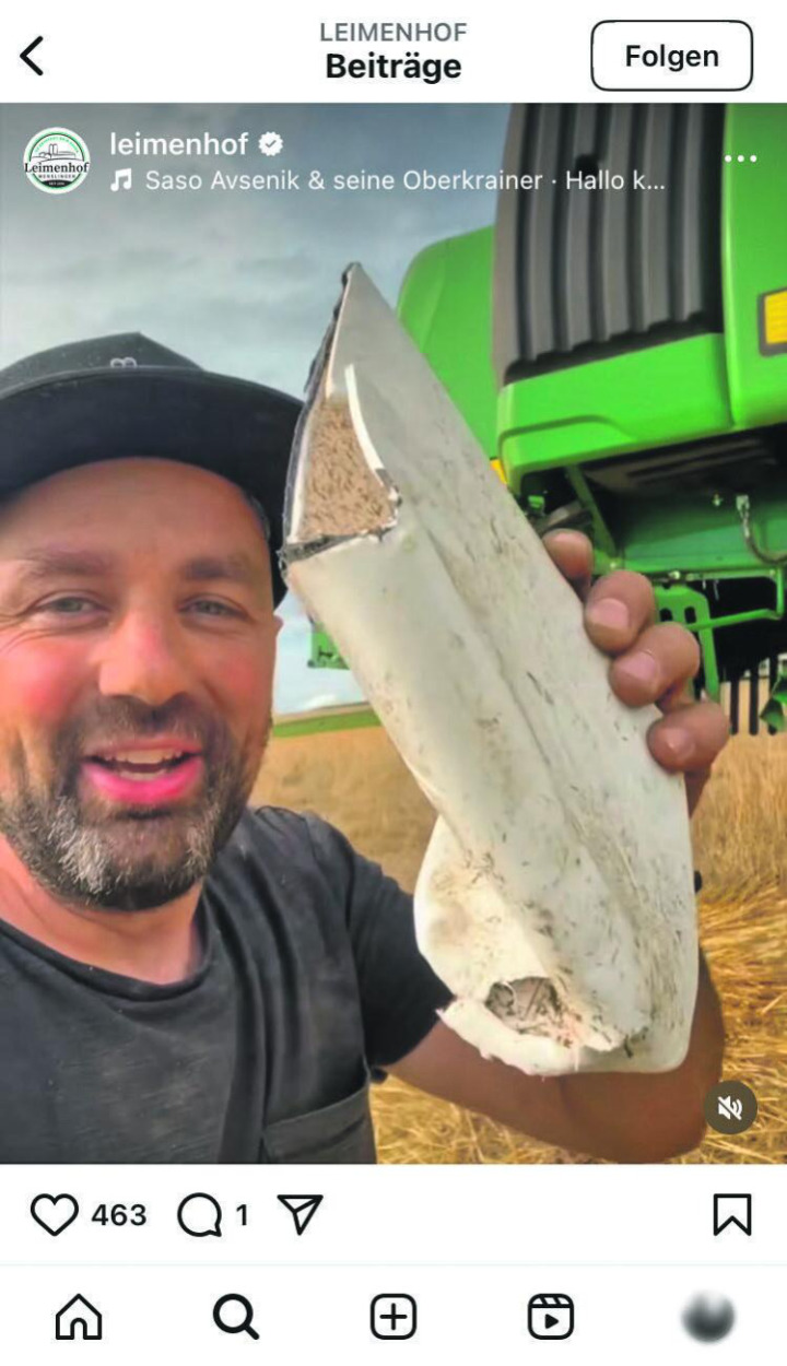 In diesem Instagram-Beitrag geht es um ins Getreidefeld geworfene Signalpfosten, die beim Dreschen für Probleme sorgen. Bild zvg