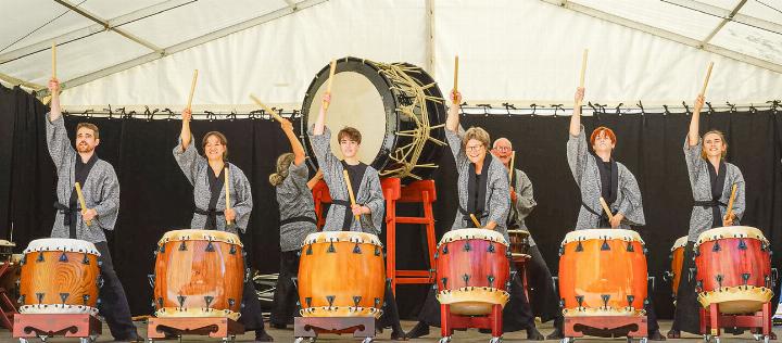 Die Taikogruppe «KawaDaiko» wird am Samstag die Kraft der japanischen Trommel nach Sissach bringen. Bild zvg