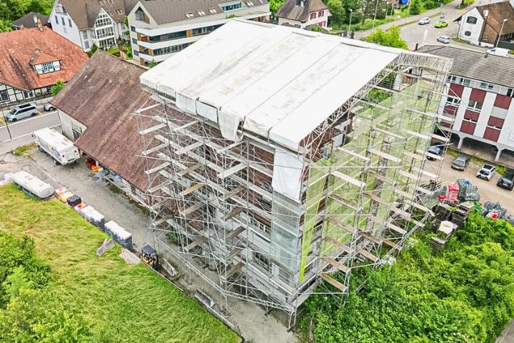 Die «Tschudy-Villa» und das angebaute Buess-Betriebsgebäude. Bild Archiv vs Die «Tschudy-Villa» und das angebaute Buess-Betriebsgebäude. Bild Archiv vs