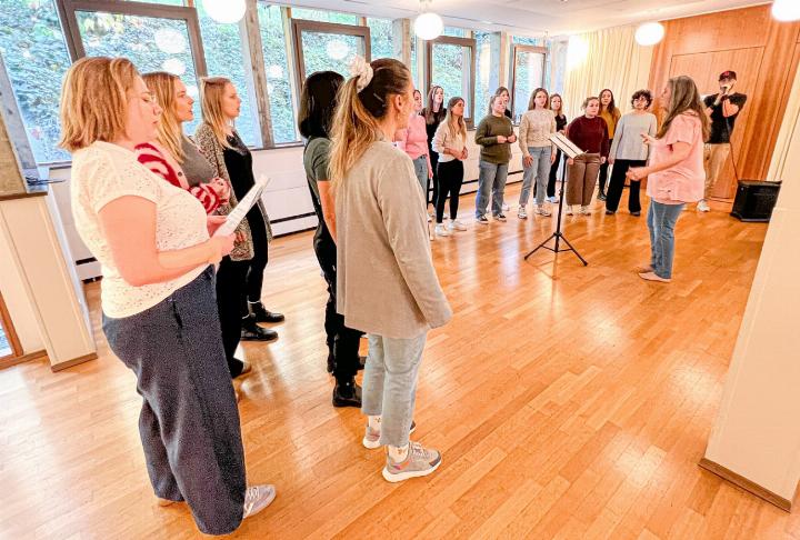 Die Mitglieder bei der Probe – der Chor umfasst 25 Mitglieder. Bild Marianne Ingold Die Mitglieder bei der Probe – der Chor umfasst 25 Mitglieder. Bild Marianne Ingold