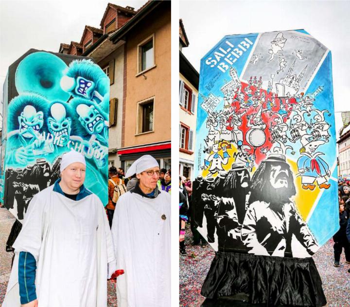 Wie Klageweiber zogen die Wurlitzer am diesjährigen Umzug ohne Instrumente durch die Strassen. Bilder Archiv vs