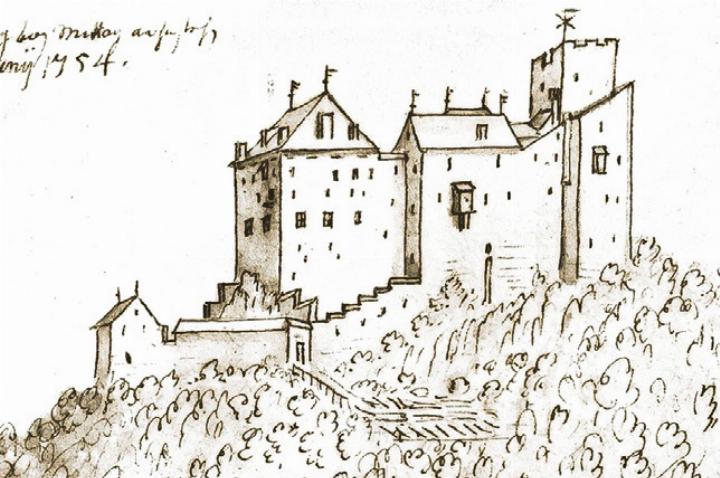 Schloss nach einer Federzeichnung 
von Emanuel Büchel von 1754.
Bild zvg / Kupferstichkabinett Basel