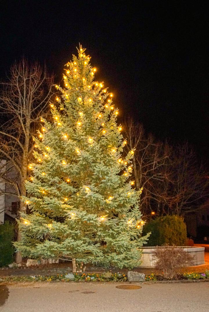 Kein Monat der Finsternis: Zumindest der Weihnachtsbaum leuchtet im Monat Dezember. Unser Foto entstand 2023 in Ormalingen. Bild Archiv vs