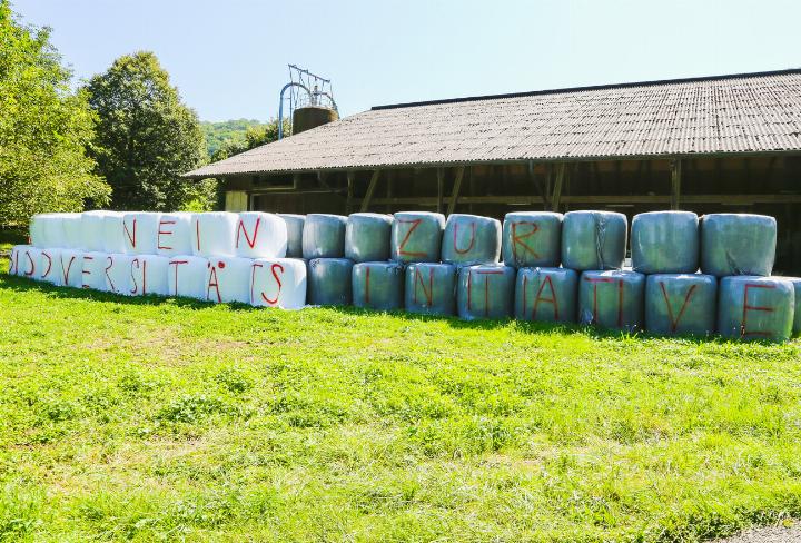 In Wintersingen wirbt ein Landwirt für die Ablehnung der Initiative. Bild David Thommen