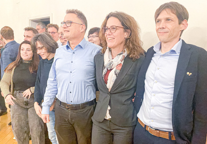 Die Grünliberalen rücken näher zusammen. Sabine Bucher mit Thomas Tribelhorn (links) und Manuel Ballmer. Bild da.