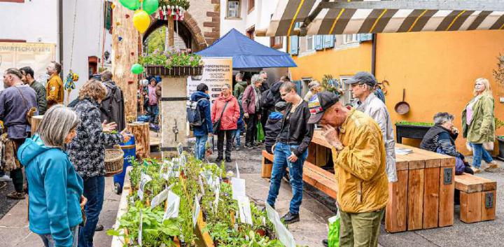 Buntes Markttreiben herrscht am ersten Mai-Sonntag im «Stedtli» Waldenburg. Bild zvg