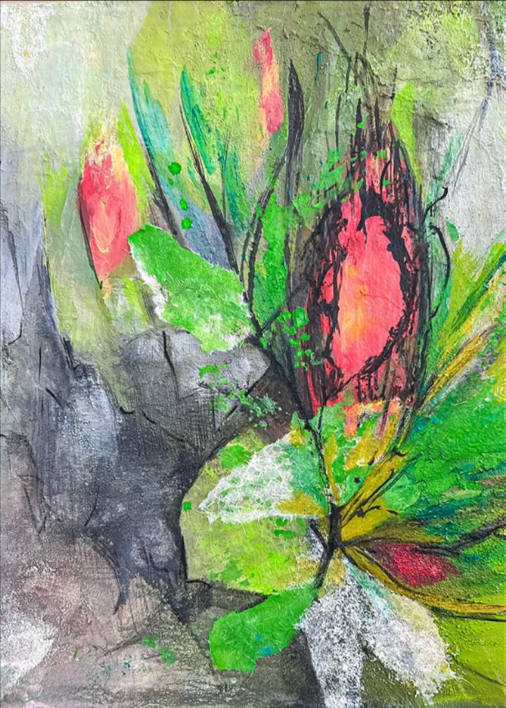 In der Voltahalle wird auch dieses Gemälde von Monika Bürgin zu sehen sein. Bild zvg