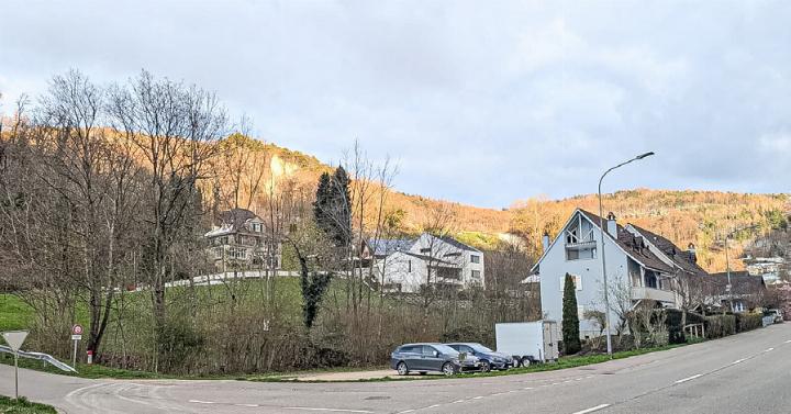 Dieses Grundstück am nördlichen Dorfeingang will der Kanton verkaufen. Ein Verkaufspreis steht noch nicht fest. Bild Carolina Mazacek