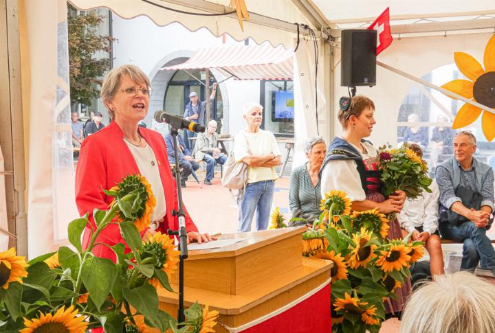 Rita Famos, Präsidentin der Reformierten Kirche Schweiz, in Sissach. Bild je.