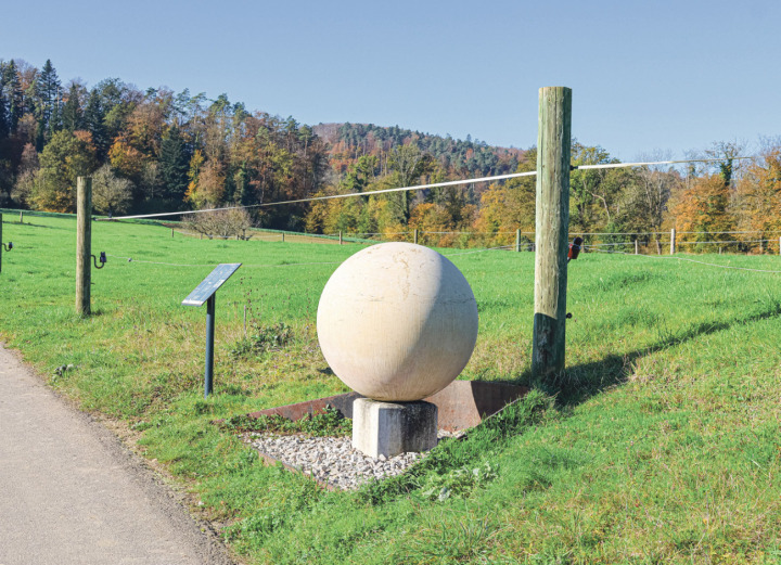 Auf dem Weg wird unser Sonnensystem mit seinen Planeten im Massstab abgebildet. Bilder zvg