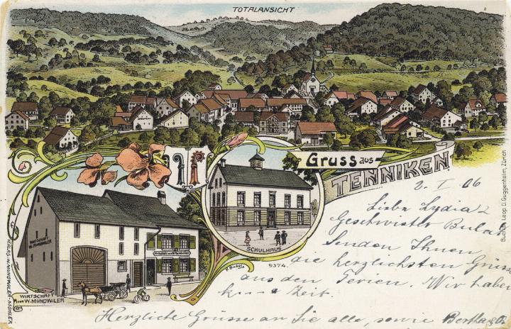 Lithografie von Tenniken, 1900. Archiv Heinz Spinnler