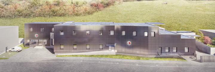 Auf dem Dach und an der gesamten Fassade des «Metzgerhuus» werden Solarpanels angebracht. Mit dem erzeugten Strom wird der Schlachtbetrieb versorgt. Bild zvg