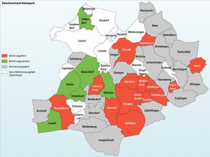 Noch ist die Verbindung zwischen westlichem und östlichem Oberbaselbiet möglich – ein Weg könnte über Zunzgen führen. Karte vs