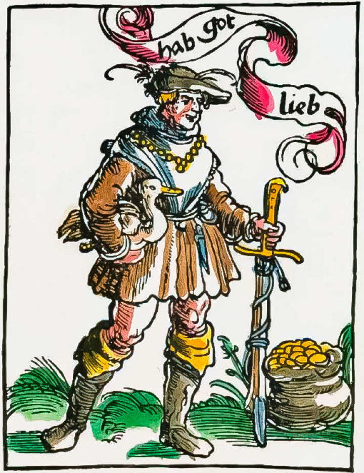 Ein Kriegsteilnehmer. Illustration von Luthers Pamphlet gegen die aufständischen Bauern. Bild zvg