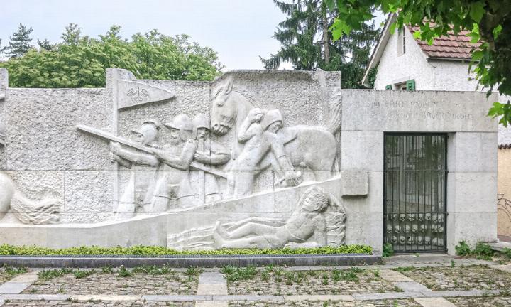 Schlachtdenkmal von Dornach: Der Trupp des Schwäbischen Bundes. Bild zvg / Kant. Denkmalamt Solothurn