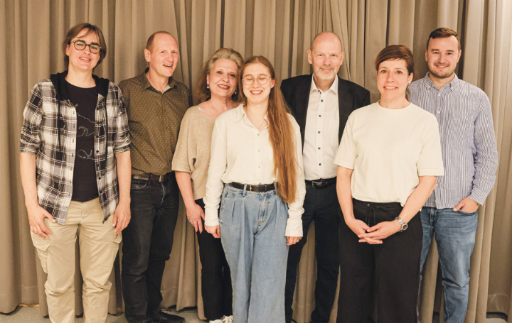 Der anwesende Vorstand (von links): Barbara Saladin, Thomas Mangold, Colette Roussis, Nina Marbet, René Brodbeck, Anina Lesmann und Mike Sommer. Bild zvg