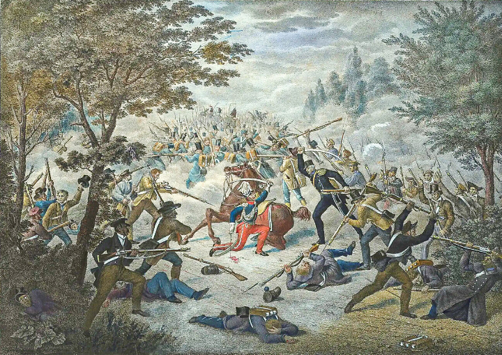 Zeitgenössische Darstellung der Schlacht an der Hülftenschanze.
Bild Wikipedia