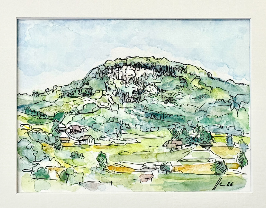 Die Sissacher Fluh, Aquarell und Tusche. Die Sissacher Fluh, Aquarell und Tusche.