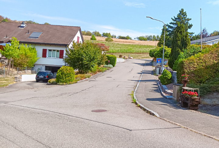 Der Einlenker Bündtenweg soll mit einer seitlich angeordneten Insel verkehrssicherer gemacht werden. Bild Elmar Gächter Der Einlenker Bündtenweg soll mit einer seitlich angeordneten Insel verkehrssicherer gemacht werden. Bild Elmar Gächter