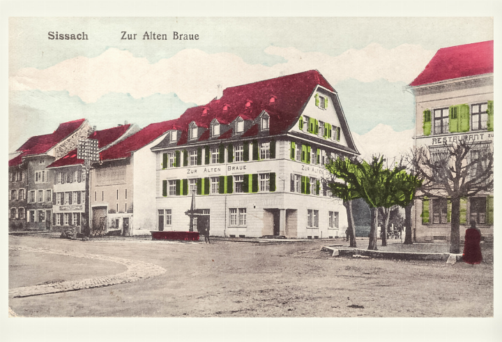 Die «Alte Braue» ist auf einer alten Ansichtskarte des Dorfes zu sehen. Bild zvg