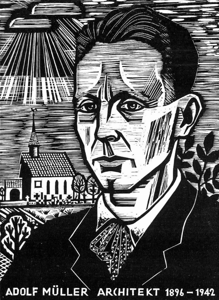 Holzschnitt von Walter Eglin: Porträt von Adolf Müller (1896 – 1942). Bild zvg Holzschnitt von Walter Eglin: Porträt von Adolf Müller (1896 – 1942). Bild zvg