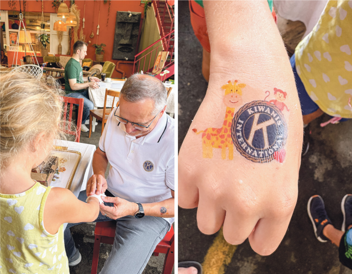Mitglieder des Kiwanis Clubs brachten den Kindern temporäre Tattoos auf.
Bild zvg