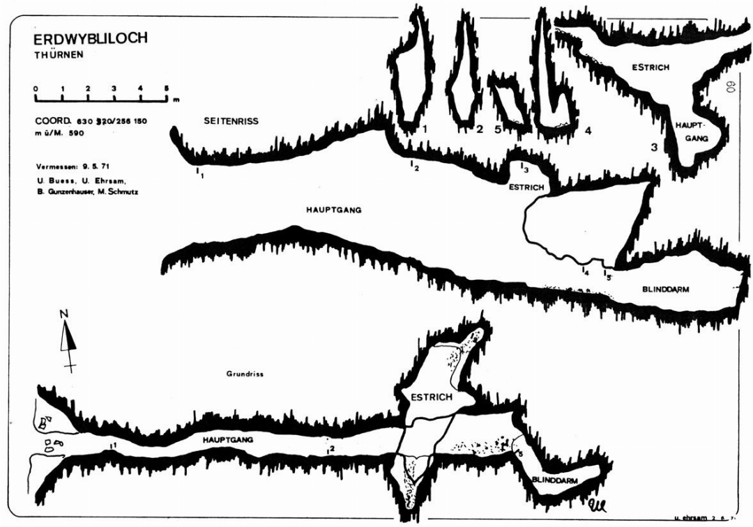 Der Querschnitt der Höhle zeigt, wie tief und verschachtelt sie ins Berginnere führt. Der Querschnitt der Höhle zeigt, wie tief und verschachtelt sie ins Berginnere führt.