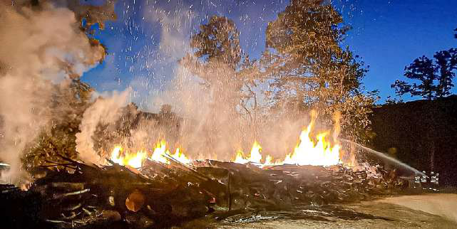 Brennholz in Brand geraten